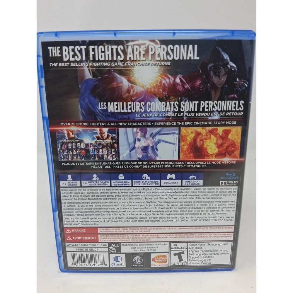 Tekken 7 Sony PlayStation 4 PS4 Fighting Combat Video Game No Manual